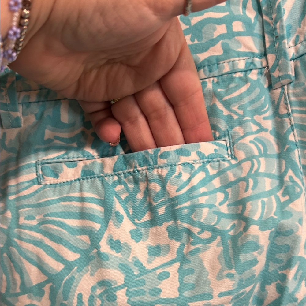 Lilly Pulitzer Aqua and White Patterned Shorts - Picture 6 of 10